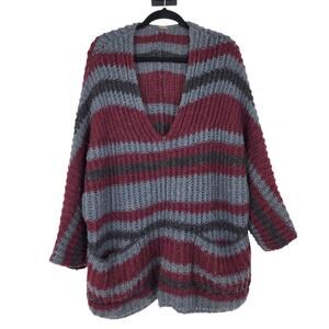Free People Striped Knit Oversized Slouchy Sweater Pullover Size Medium